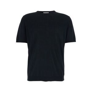Roberto Collina Men Black Crewneck T-Shirt With Ribbed Trims In Cotton Man